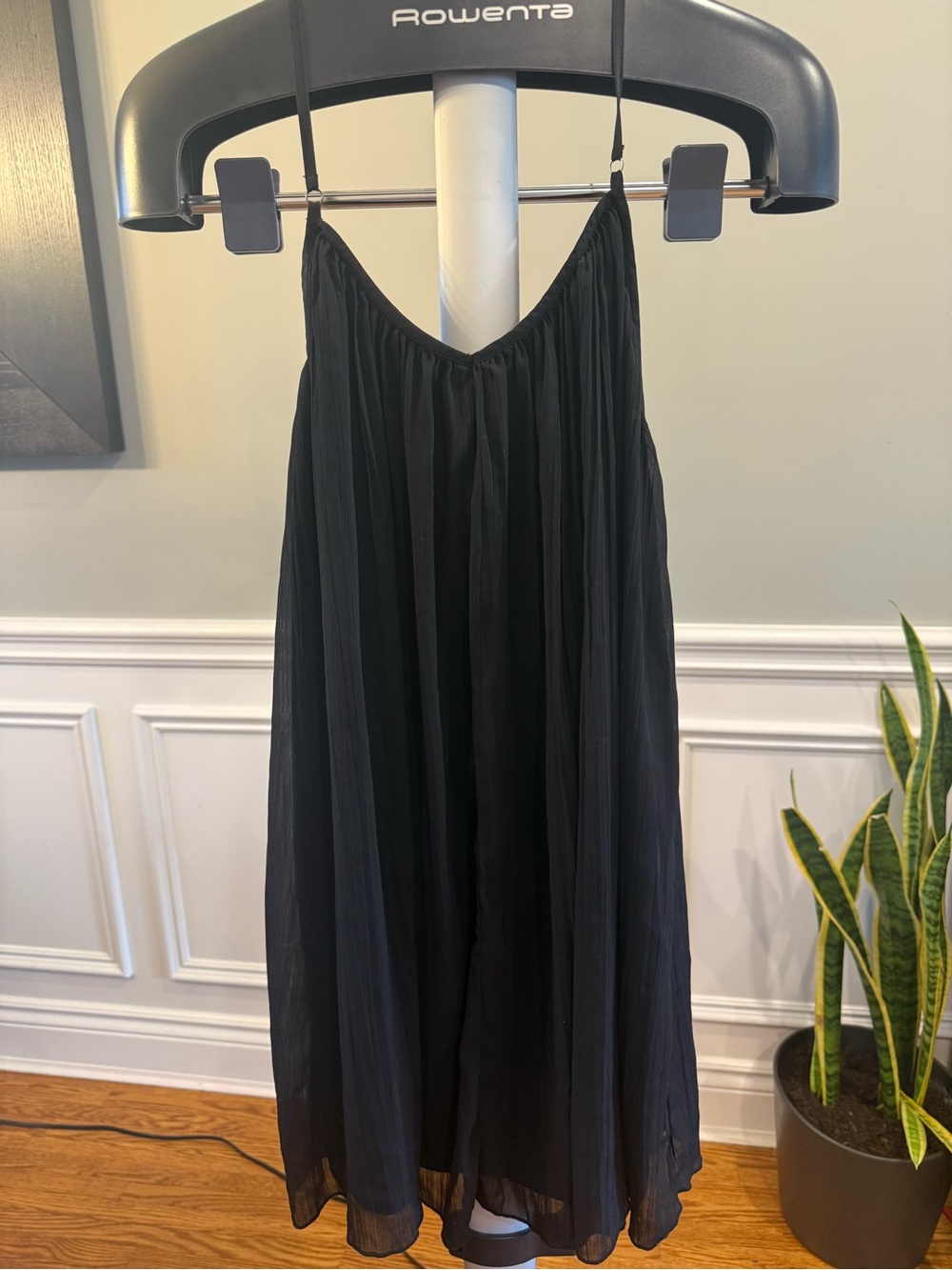 Abercrombie & Fitch Black Pleated Racerback Cami Mini Dress Size M